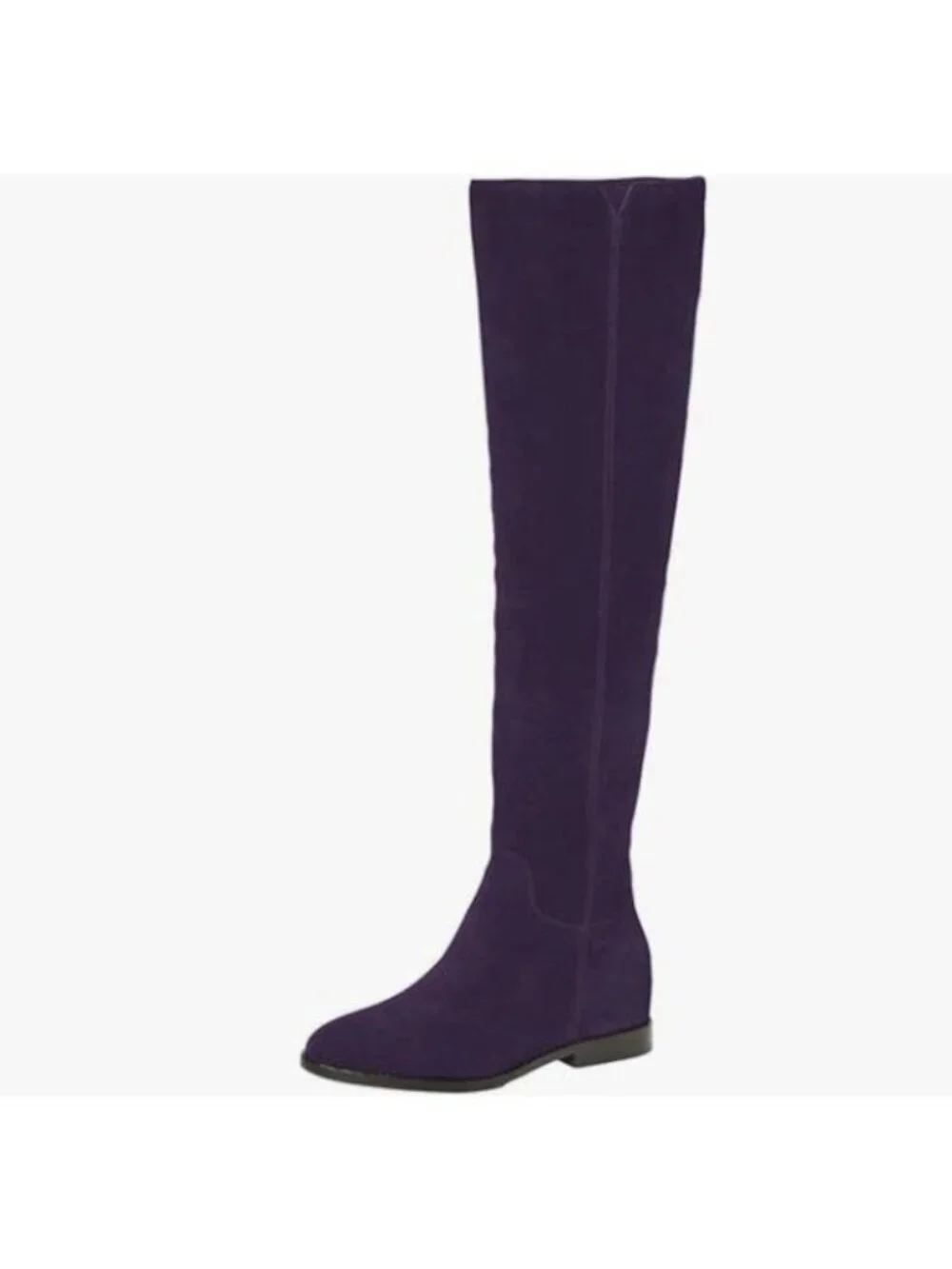 Pazzion Grape Almond Toe Knee High Boots with Partial Zippers Long Boot